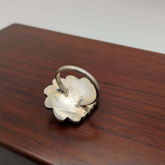 Native America Old Pawn Turquoise and Sterling Silver Ring Sz 8 - Picture 8 of 8